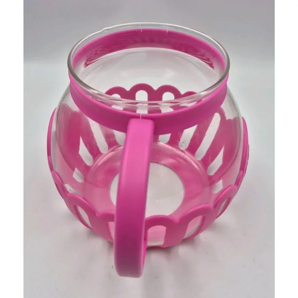 3-Qt Microwave Popcorn Popper Pink Silicone Wrapped Glass Never Used